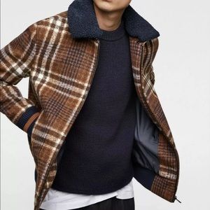 Zara Plaid Bomber Jacket